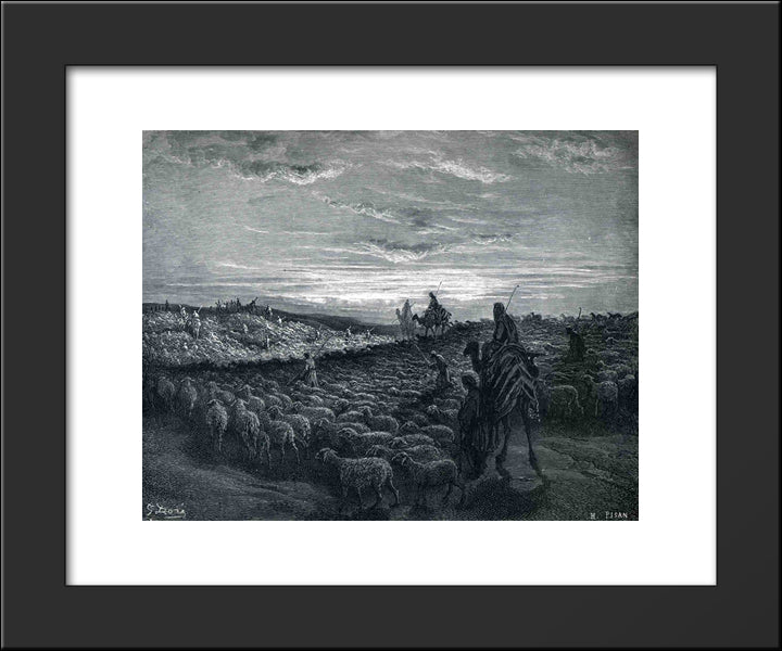 Abraham Journeying Into The Land Of Canaan 20x24 Black Modern Wood Framed Art Print Poster by Dore, Gustave