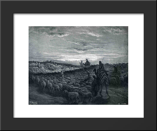 Abraham Journeying Into The Land Of Canaan 20x24 Black Modern Wood Framed Art Print Poster by Dore, Gustave