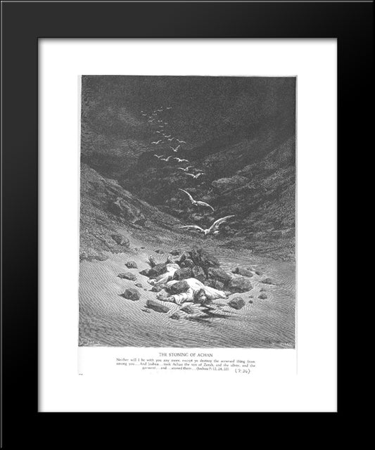 Achan Is Stoned To Death 20x24 Black Modern Wood Framed Art Print Poster by Dore, Gustave