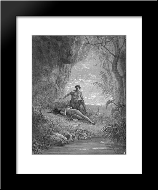 Adam And Eve 20x24 Black Modern Wood Framed Art Print Poster by Dore, Gustave