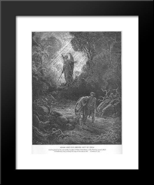Adam And Eve Are Driven Out Of Eden 20x24 Black Modern Wood Framed Art Print Poster by Dore, Gustave