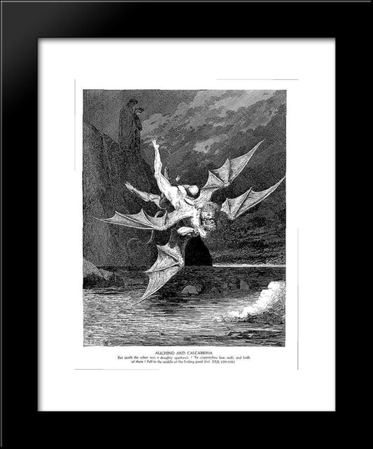Alichino & Calcabrina 20x24 Black Modern Wood Framed Art Print Poster by Dore, Gustave