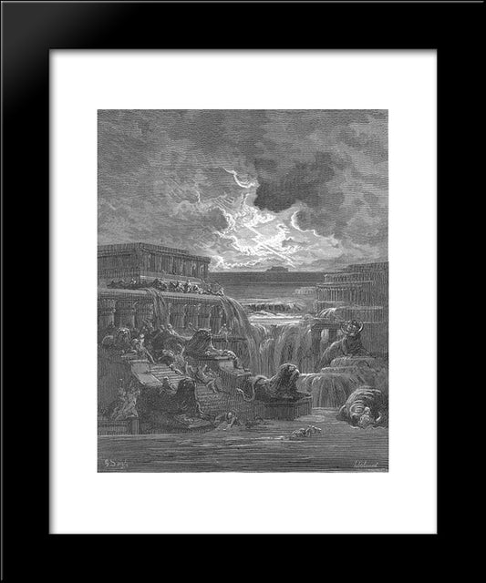 All Dwellings Else Flood Overwhelmed, And Them, With All Their Pomp Deep Under Water Rolled 20x24 Black Modern Wood Framed Art Print Poster by Dore, Gustave