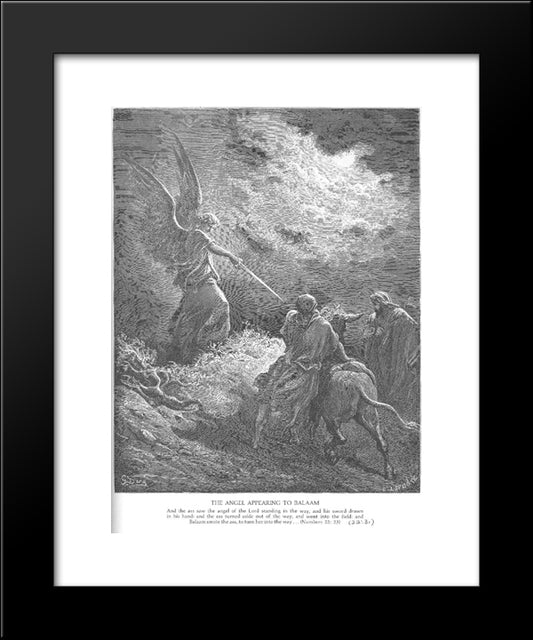 An Angel Appears To Balaam 20x24 Black Modern Wood Framed Art Print Poster by Dore, Gustave