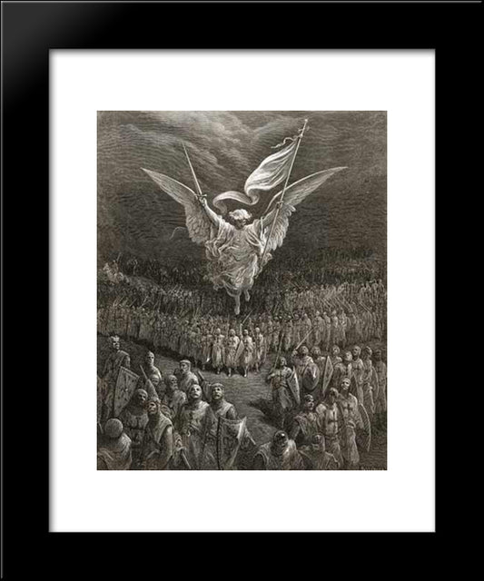 An Angel Leading The Crusaders To Jerusalem 20x24 Black Modern Wood Framed Art Print Poster by Dore, Gustave