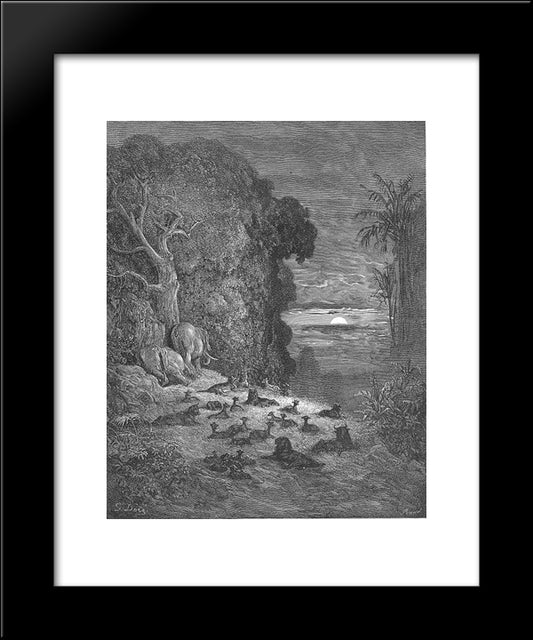 And Now On Earth The Seventh Evening Arose In Eden 20x24 Black Modern Wood Framed Art Print Poster by Dore, Gustave