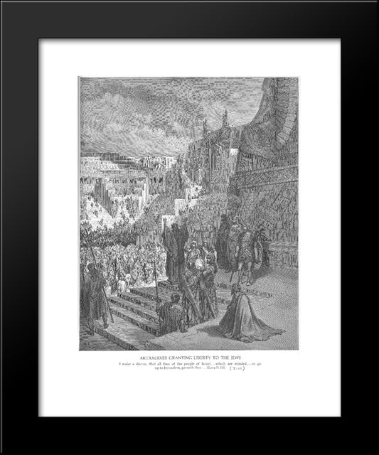 Artaxerxes Granting Liberty To The Jews 20x24 Black Modern Wood Framed Art Print Poster by Dore, Gustave