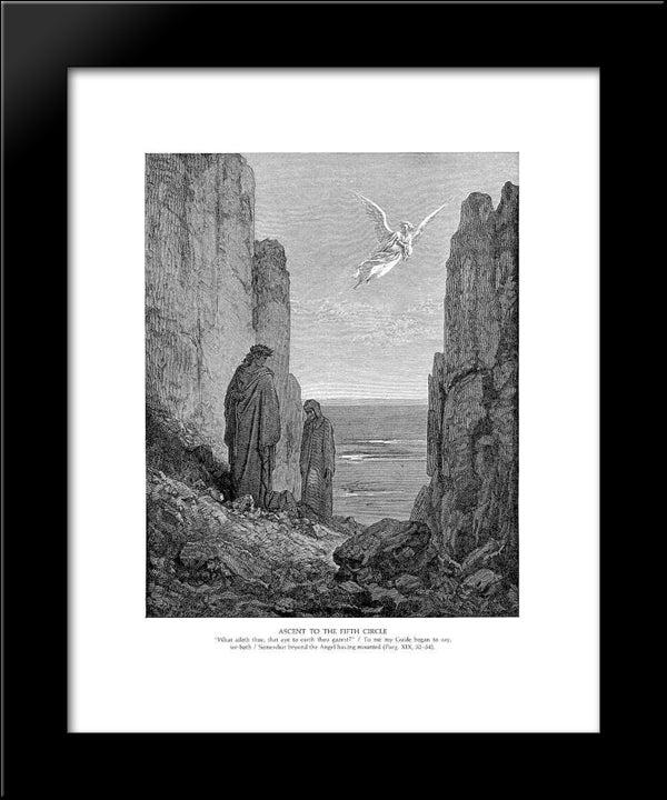 Ascent To The Fifth Circle 20x24 Black Modern Wood Framed Art Print Poster by Dore, Gustave