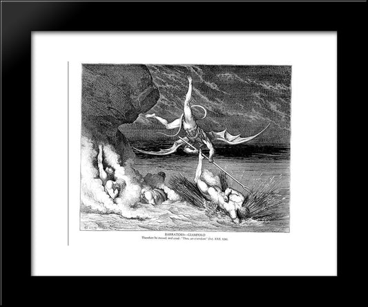 Barrators--Giampolo 20x24 Black Modern Wood Framed Art Print Poster by Dore, Gustave