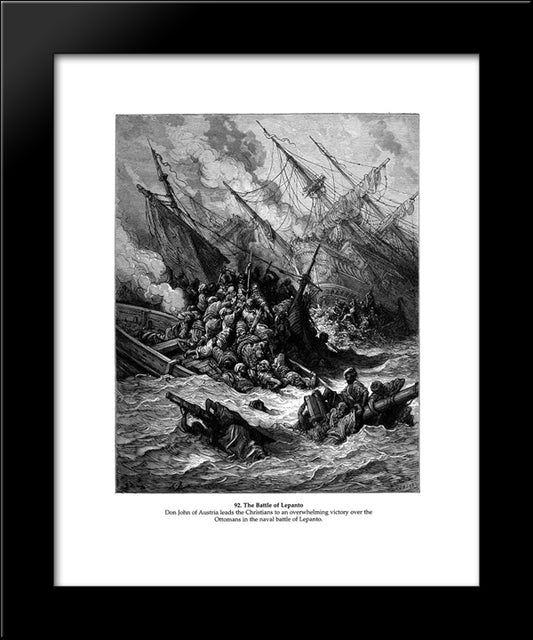 Battle Of Lepanto In 1571 20x24 Black Modern Wood Framed Art Print Poster by Dore, Gustave