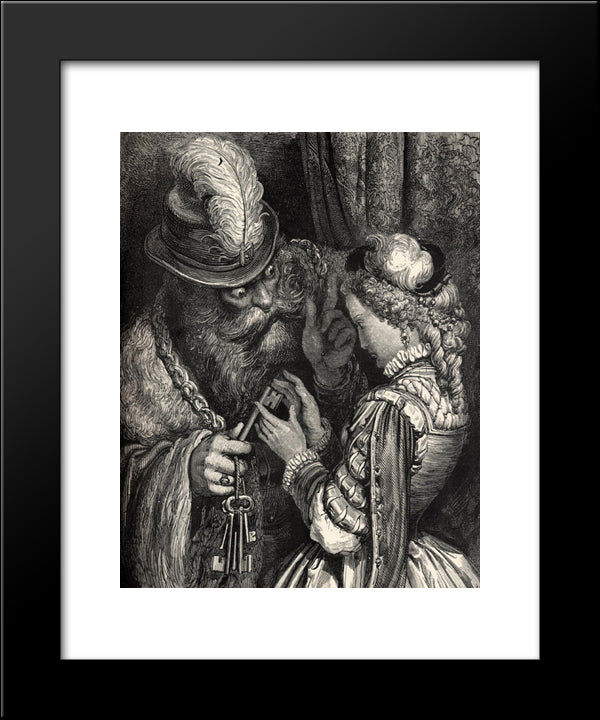Bluebeard 20x24 Black Modern Wood Framed Art Print Poster by Dore, Gustave
