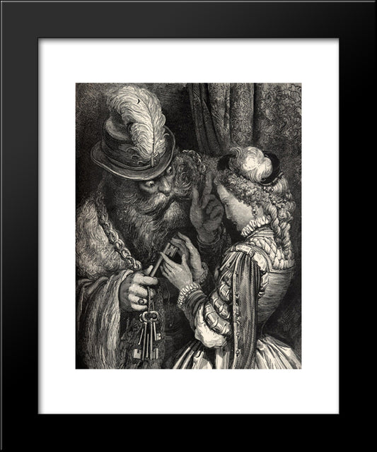 Bluebeard 20x24 Black Modern Wood Framed Art Print Poster by Dore, Gustave
