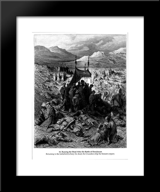 Burying The Dead After The Battle Of Dorylaeum 20x24 Black Modern Wood Framed Art Print Poster by Dore, Gustave