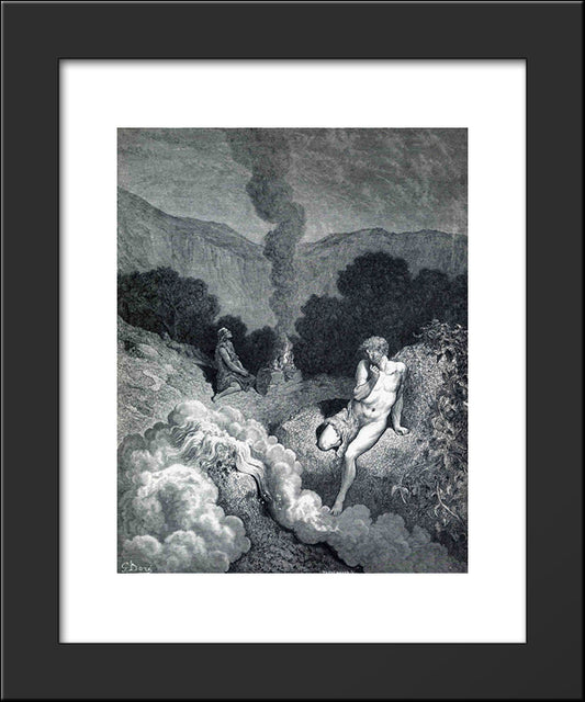 Cain And Abel Offering Their Sacrifices 20x24 Black Modern Wood Framed Art Print Poster by Dore, Gustave