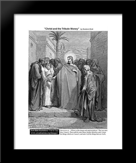 Christ And The Tribute Money 20x24 Black Modern Wood Framed Art Print Poster by Dore, Gustave
