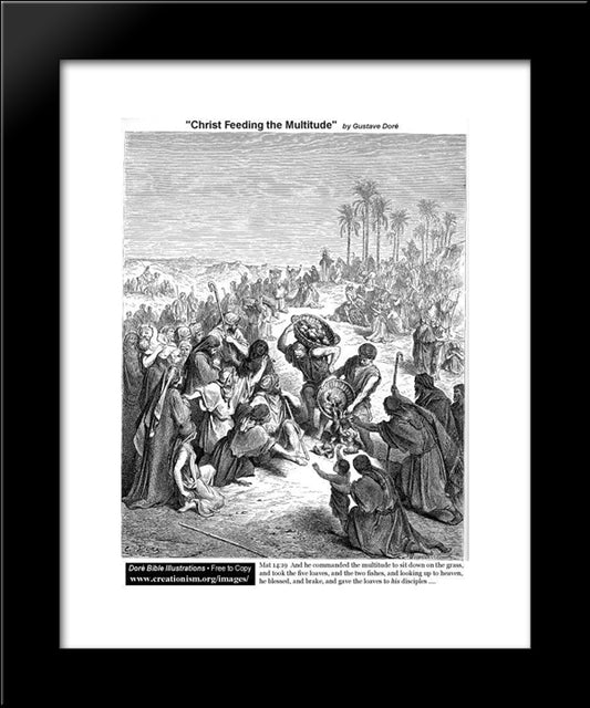 Christ Feeding The Multitude 20x24 Black Modern Wood Framed Art Print Poster by Dore, Gustave