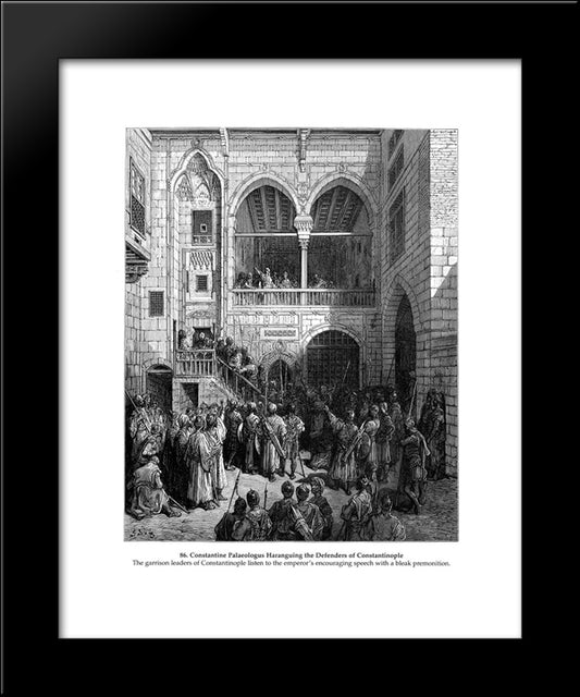Constantine Palaeologus Haranguing The Defenders Of Constantinople 20x24 Black Modern Wood Framed Art Print Poster by Dore, Gustave