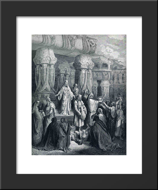 Cyrus Restores The Vessels Of The Temple 20x24 Black Modern Wood Framed Art Print Poster by Dore, Gustave