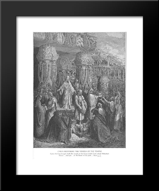Cyrus Restoring The Vessels Of The Temple 20x24 Black Modern Wood Framed Art Print Poster by Dore, Gustave