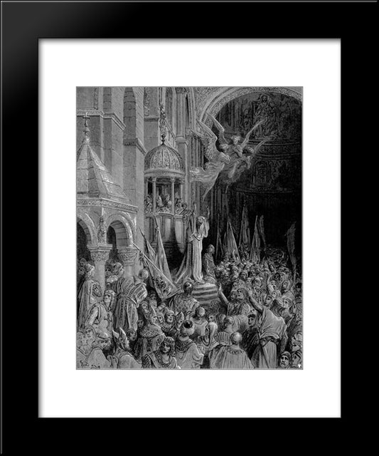 Dandolo, Doge Of Venice, Preaching The Crusade 20x24 Black Modern Wood Framed Art Print Poster by Dore, Gustave