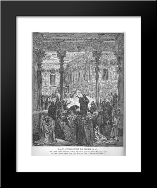 Daniel Confounds The Priests Of Bel 20x24 Black Modern Wood Framed Art Print Poster by Dore, Gustave