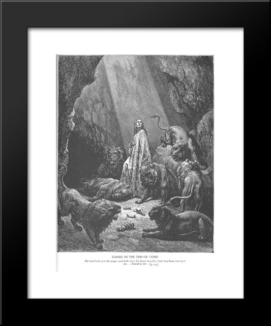 Daniel In The Den Of Lions 20x24 Black Modern Wood Framed Art Print Poster by Dore, Gustave