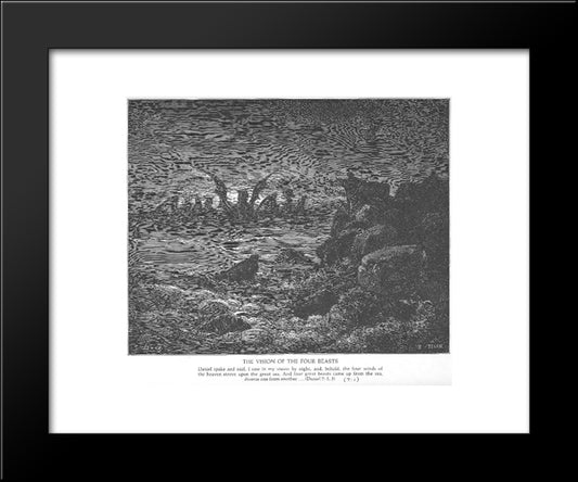 Daniel'S Vision Of The Four Beasts 20x24 Black Modern Wood Framed Art Print Poster by Dore, Gustave