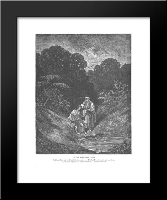 David And Jonathan 20x24 Black Modern Wood Framed Art Print Poster by Dore, Gustave