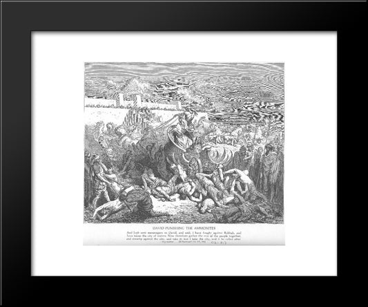 David Attacks The Ammonites 20x24 Black Modern Wood Framed Art Print Poster by Dore, Gustave