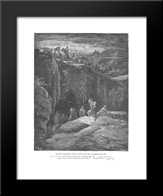 David Shows Saul How He Spared His Life 20x24 Black Modern Wood Framed Art Print Poster by Dore, Gustave