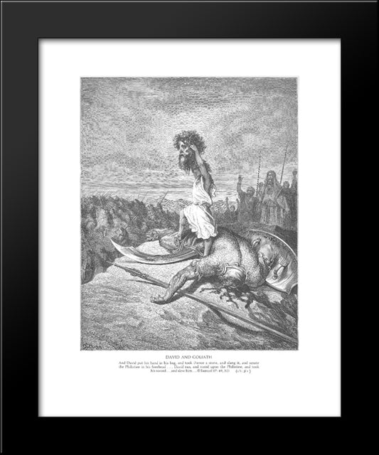 David Slays Goliath 20x24 Black Modern Wood Framed Art Print Poster by Dore, Gustave