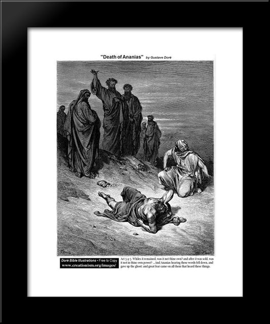 Death Of Ananias 20x24 Black Modern Wood Framed Art Print Poster by Dore, Gustave
