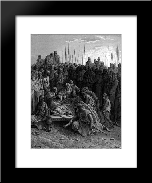 Death Of Baldwin I The Latin King Of Jerusalem 20x24 Black Modern Wood Framed Art Print Poster by Dore, Gustave
