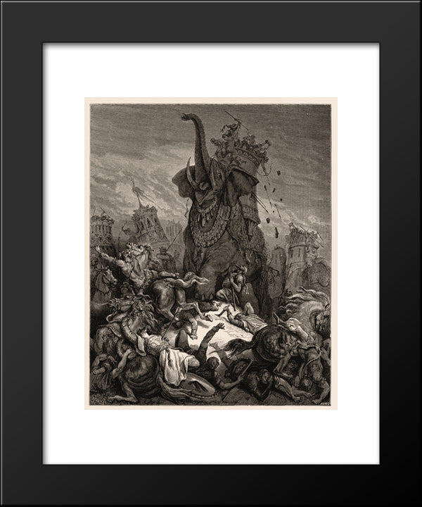 Death Of Eleazer 20x24 Black Modern Wood Framed Art Print Poster by Dore, Gustave