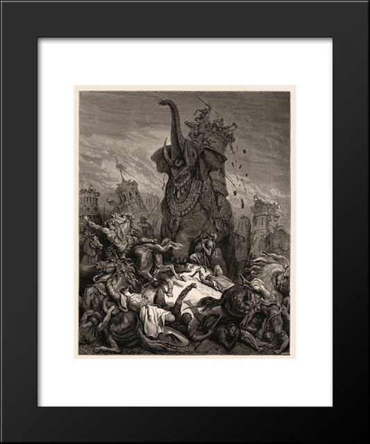 Death Of Eleazer 20x24 Black Modern Wood Framed Art Print Poster by Dore, Gustave