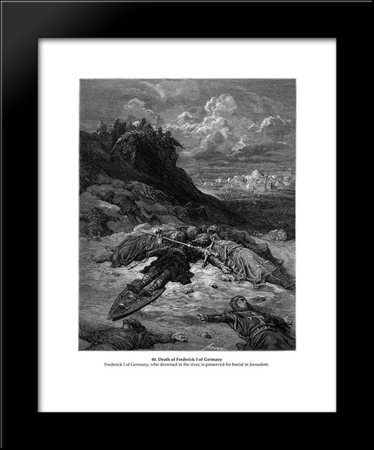 Death Of Frederick I Of Germany 20x24 Black Modern Wood Framed Art Print Poster by Dore, Gustave