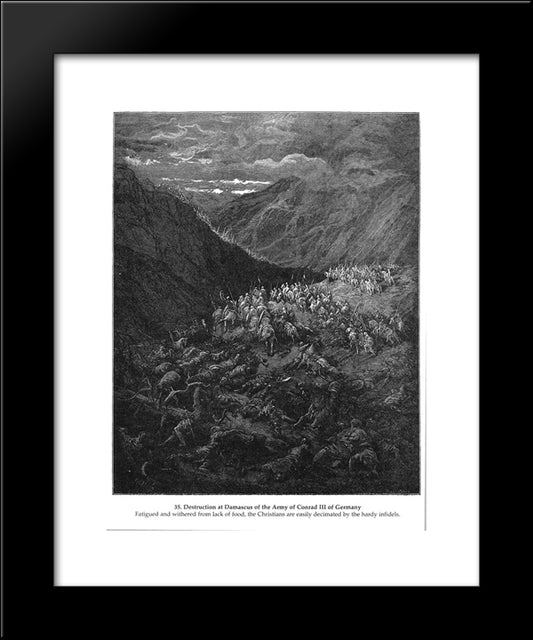 Destruction At Damascus Of The Army Of Conrad Iii Of Germany 20x24 Black Modern Wood Framed Art Print Poster by Dore, Gustave