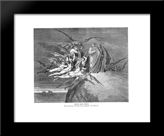 Devils And Virgil 20x24 Black Modern Wood Framed Art Print Poster by Dore, Gustave
