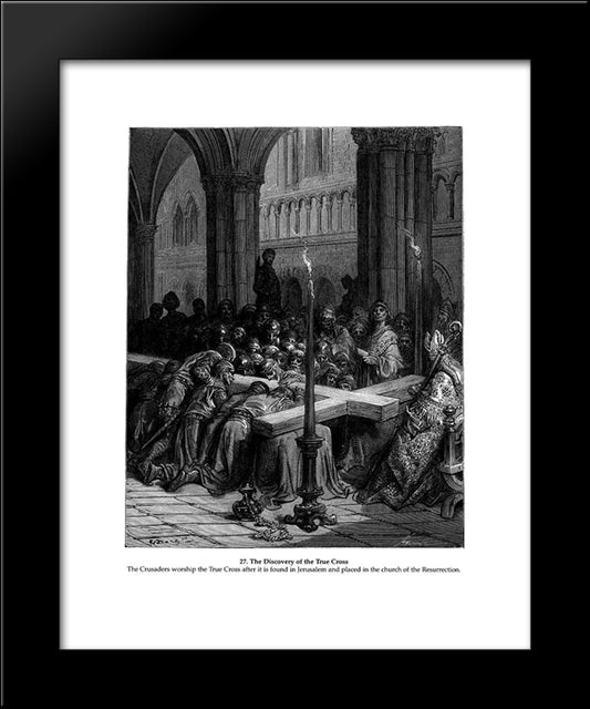 Discovery Of The True Cross 20x24 Black Modern Wood Framed Art Print Poster by Dore, Gustave