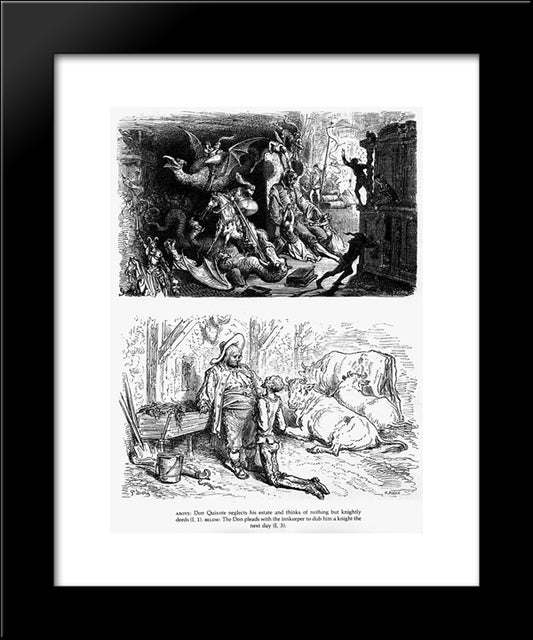 Don Quixote 20x24 Black Modern Wood Framed Art Print Poster by Dore, Gustave