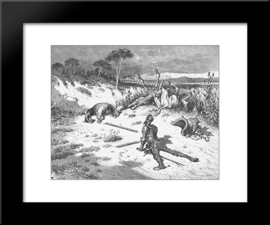 Don Quixote'S Moralising On Ingratitude 20x24 Black Modern Wood Framed Art Print Poster by Dore, Gustave