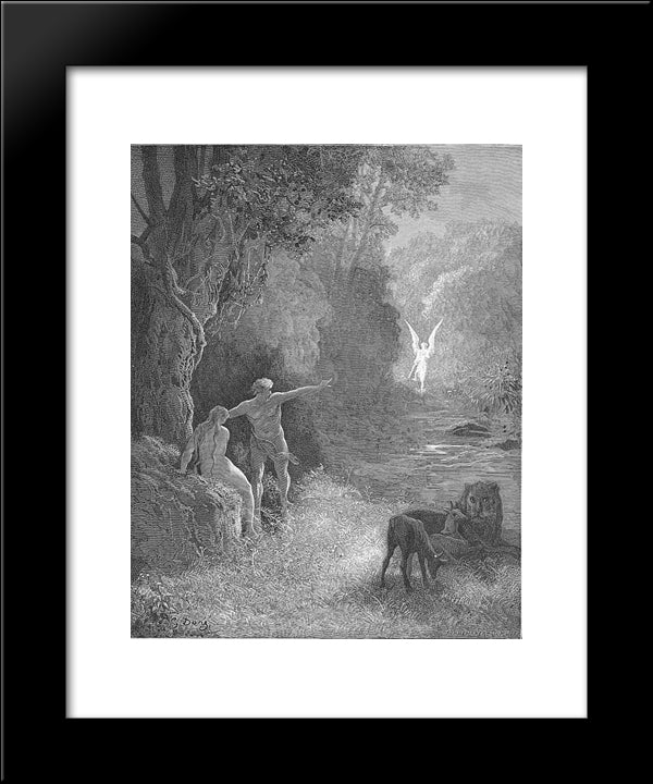 Eastward Amoung Those Trees, What Glorious Shape Comes This Way Moving 20x24 Black Modern Wood Framed Art Print Poster by Dore, Gustave