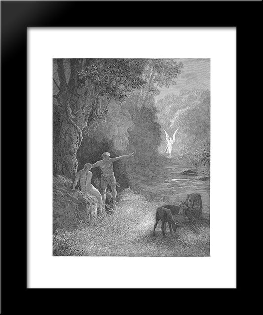 Eastward Amoung Those Trees, What Glorious Shape Comes This Way Moving 20x24 Black Modern Wood Framed Art Print Poster by Dore, Gustave