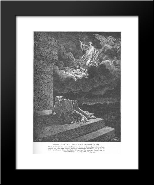 Elijah Ascends To Heaven In A Chariot Of Fire 20x24 Black Modern Wood Framed Art Print Poster by Dore, Gustave