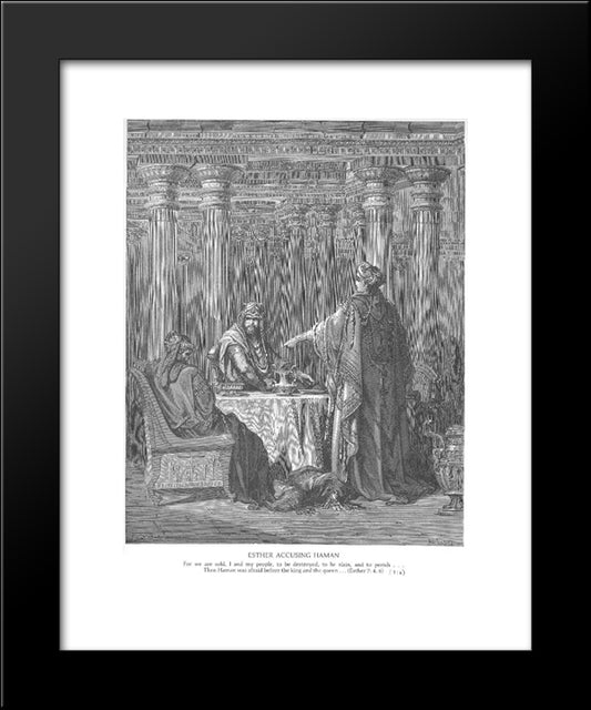 Esther Accuses Haman 20x24 Black Modern Wood Framed Art Print Poster by Dore, Gustave