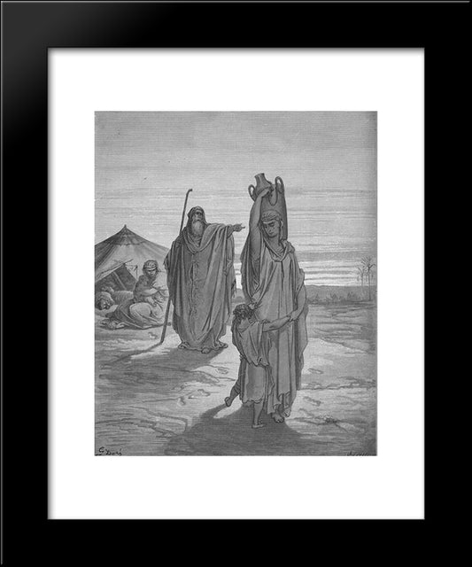 Expulsion Of Ishmael And His Mother 20x24 Black Modern Wood Framed Art Print Poster by Dore, Gustave