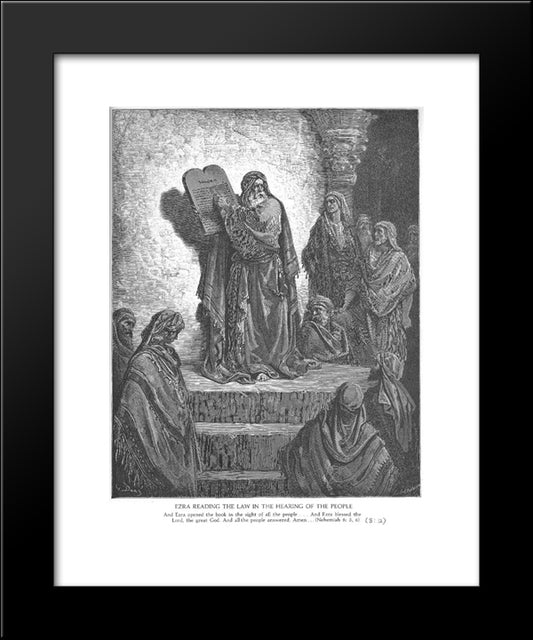 Ezra Reads The Law To The People 20x24 Black Modern Wood Framed Art Print Poster by Dore, Gustave
