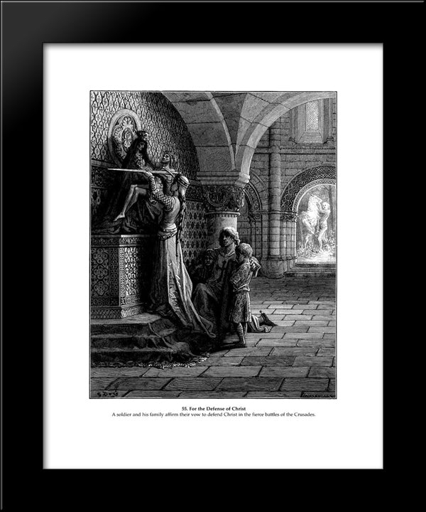 For The Defense Of Christ 20x24 Black Modern Wood Framed Art Print Poster by Dore, Gustave