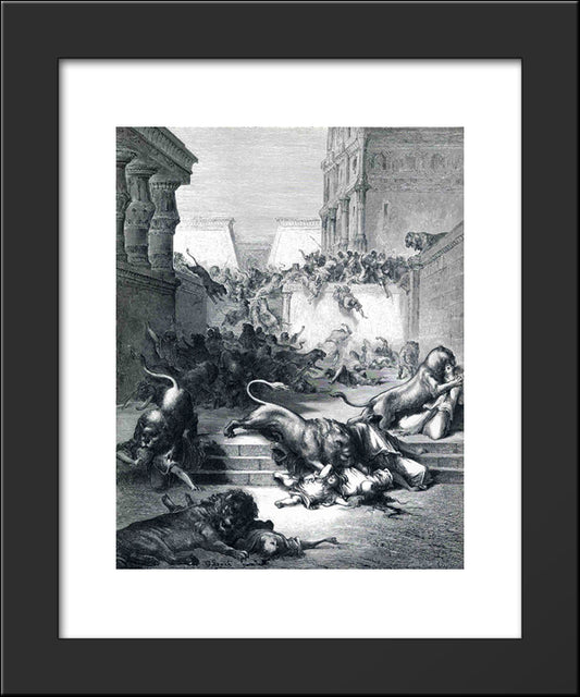 Foreign Nations Are Slain By Lions In Samaria 20x24 Black Modern Wood Framed Art Print Poster by Dore, Gustave