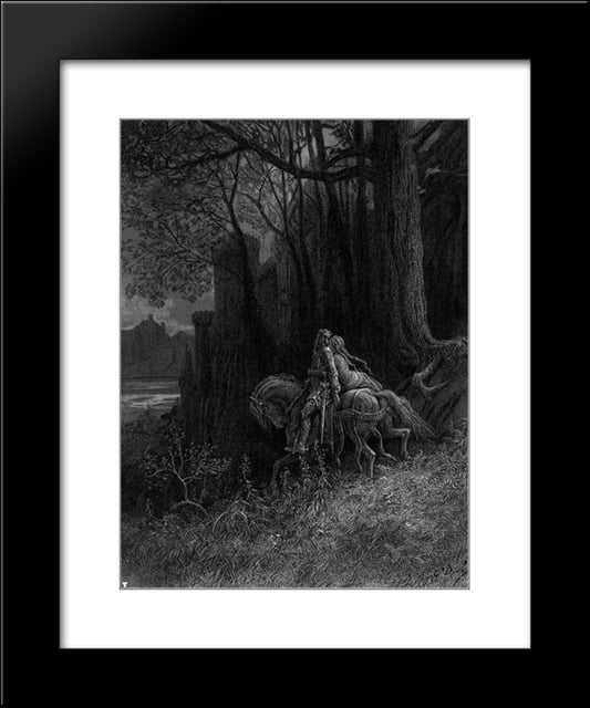 Geraint And Enid Ride Away 20x24 Black Modern Wood Framed Art Print Poster by Dore, Gustave